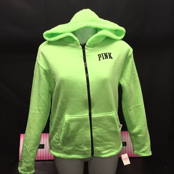 VICTORIA SECRET PINK REVERSIBLE SHERPA LINED FULL-ZIP NEW - Picture 3 of 11
